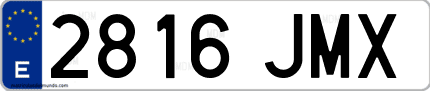 Ejemplo de matrícula de coche ordinaria 2816 JMX