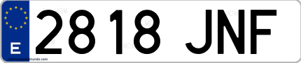 Ejemplo de matrícula de coche ordinaria 2818 JNF