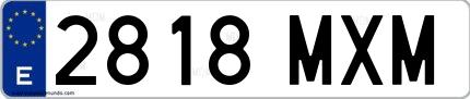 Ejemplo de matrícula española 2818 MXM