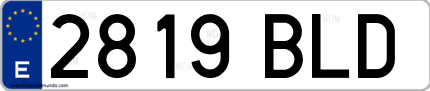 Ejemplo de matrícula de coche ordinaria 2819 BLD