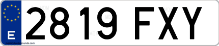 Ejemplo de matrícula de coche ordinaria 2819 FXY