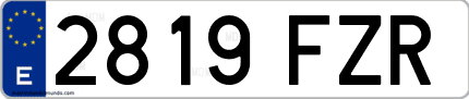 Ejemplo de matrícula de coche ordinaria 2819 FZR