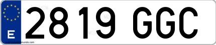Ejemplo de matrícula española 2819 GGC