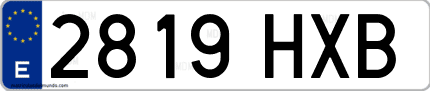 Ejemplo de matrícula de coche ordinaria 2819 HXB