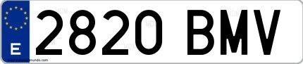 Ejemplo de matrícula española 2820 BMV