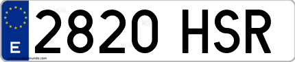 Ejemplo de matrícula de coche ordinaria 2820 HSR