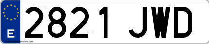 Ejemplo de matrícula de coche ordinaria 2821 JWD