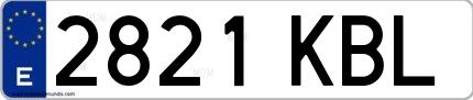 Ejemplo de matrícula española 2821 KBL