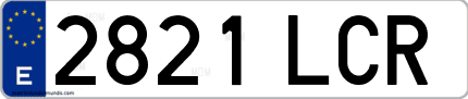 Ejemplo de matrícula de coche ordinaria 2821 LCR