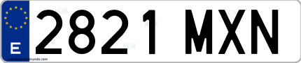 Ejemplo de matrícula de coche ordinaria 2821 MXN