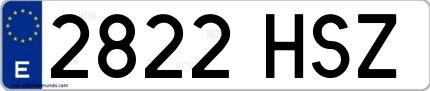 Ejemplo de matrícula española 2822 HSZ