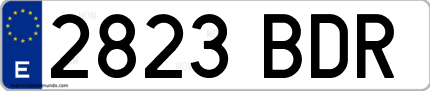Ejemplo de matrícula de coche ordinaria 2823 BDR