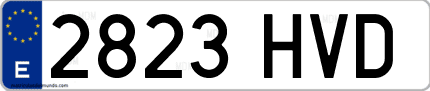 Ejemplo de matrícula de coche ordinaria 2823 HVD