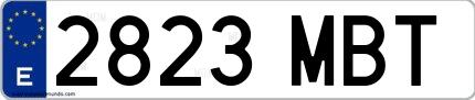 Ejemplo de matrícula española 2823 MBT