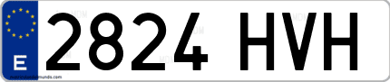 Ejemplo de matrícula de coche ordinaria 2824 HVH