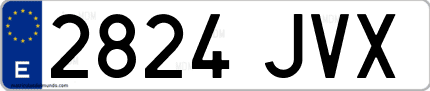 Ejemplo de matrícula de coche ordinaria 2824 JVX