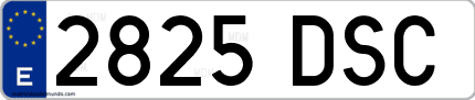 Ejemplo de matrícula de coche ordinaria 2825 DSC