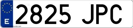 Ejemplo de matrícula española 2825 JPC