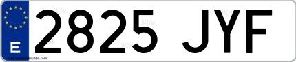 Ejemplo de matrícula española 2825 JYF
