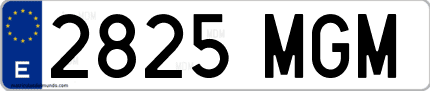 Ejemplo de matrícula de coche ordinaria 2825 MGM