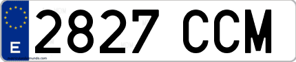 Ejemplo de matrícula de coche ordinaria 2827 CCM