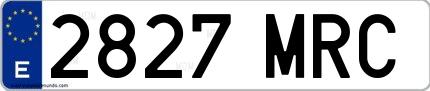 Ejemplo de matrícula española 2827 MRC