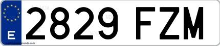 Ejemplo de matrícula española 2829 FZM