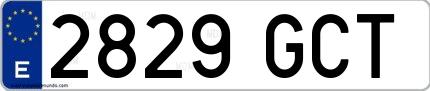 Ejemplo de matrícula española 2829 GCT