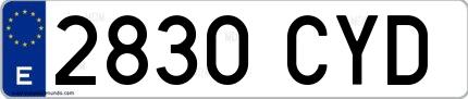 Ejemplo de matrícula española 2830 CYD