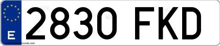 Ejemplo de matrícula española 2830 FKD