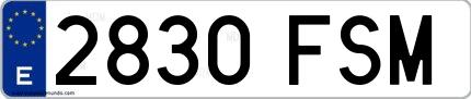 Ejemplo de matrícula española 2830 FSM