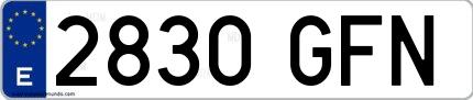 Ejemplo de matrícula española 2830 GFN