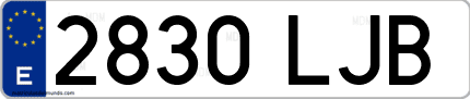 Ejemplo de matrícula de coche ordinaria 2830 LJB