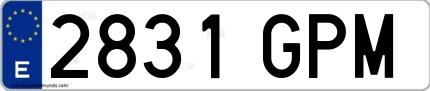 Ejemplo de matrícula española 2831 GPM