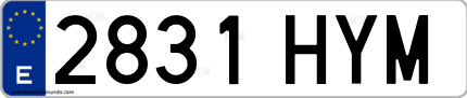Ejemplo de matrícula de coche ordinaria 2831 HYM