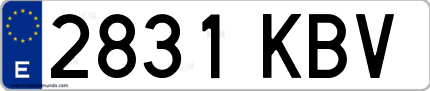 Ejemplo de matrícula de coche ordinaria 2831 KBV