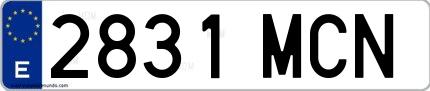 Ejemplo de matrícula española 2831 MCN