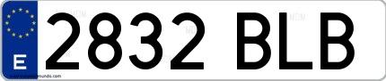 Ejemplo de matrícula española 2832 BLB