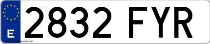 Ejemplo de matrícula española 2832 FYR