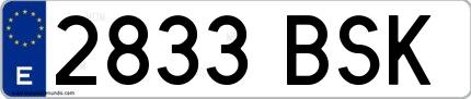 Ejemplo de matrícula española 2833 BSK