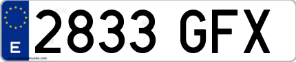 Ejemplo de matrícula de coche ordinaria 2833 GFX
