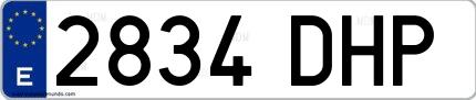 Ejemplo de matrícula española 2834 DHP