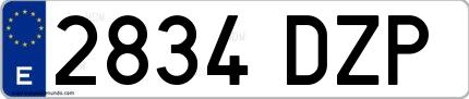 Ejemplo de matrícula española 2834 DZP