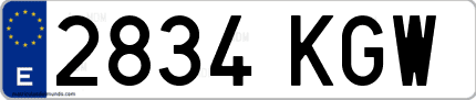 Ejemplo de matrícula de coche ordinaria 2834 KGW