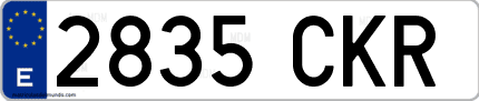 Ejemplo de matrícula de coche ordinaria 2835 CKR