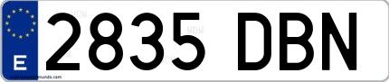 Ejemplo de matrícula española 2835 DBN