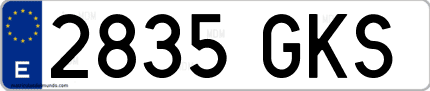 Ejemplo de matrícula de coche ordinaria 2835 GKS