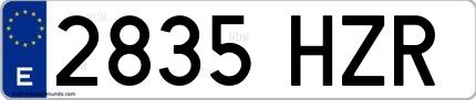 Ejemplo de matrícula española 2835 HZR