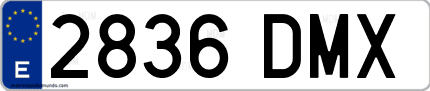 Ejemplo de matrícula de coche ordinaria 2836 DMX