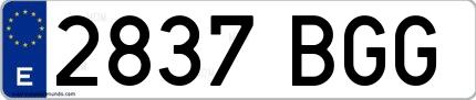 Ejemplo de matrícula española 2837 BGG